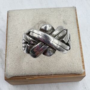 Vintage Sterling Silver Artisan Made Large Knot Ring Size 7.75 Signed BF